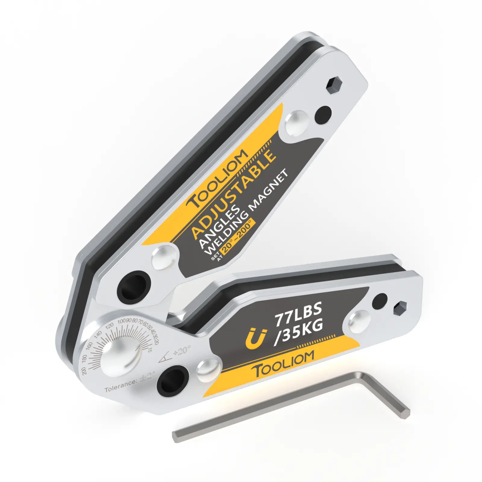 TOOLIOM Adjustable Angle Welding Magnet - 20°-200° Multi-Angle Magnetic Welding Holder, 48LB/77LB Magnetic Clamp Positioner for Soldering, Pipe Installation & Metal Fabrication