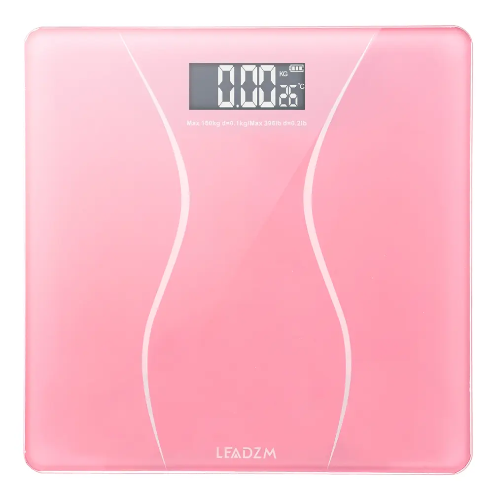 LEADZM Digital Body Weight Scale, Slim Waist Pattern Bathroom Scale for People, Personal Weight Scale, Max:180KG/400LB, 2 Weighing Units: KG/LB