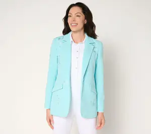Dennis Basso Petite Luxe Crepe Blazer with Embroidery