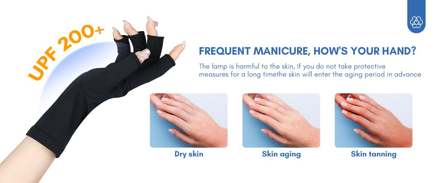 SAVILAND UV Gloves for Nails: Professional UPF200+ Fingerless Gloves Protect Hands UVA & UVB while Doing Gel Manicures Preventing UV Harm (Black) SAVILAND UV Gloves for Nails: Professional UPF200+ Fingerless Gloves Protect Hands UVA & UVB while Doing Gel Manicures Preventing UV Harm (Black)