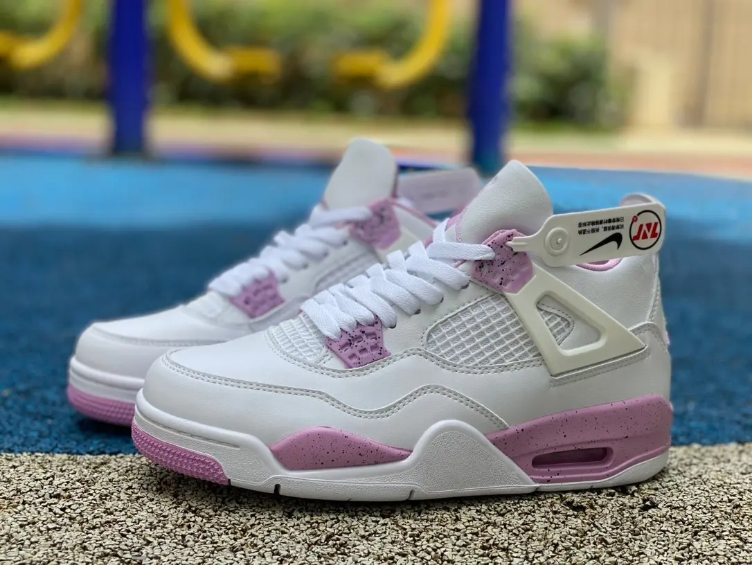 Brand New Sealed with Original Shoe Box Unisex Leather & Mesh White Pink Retro Mid Top Sneakers Breathable Grid Panel Street Casual Shoes Shock Absorbing Athletic Footwear for Daily Walking & Outdoor Sports