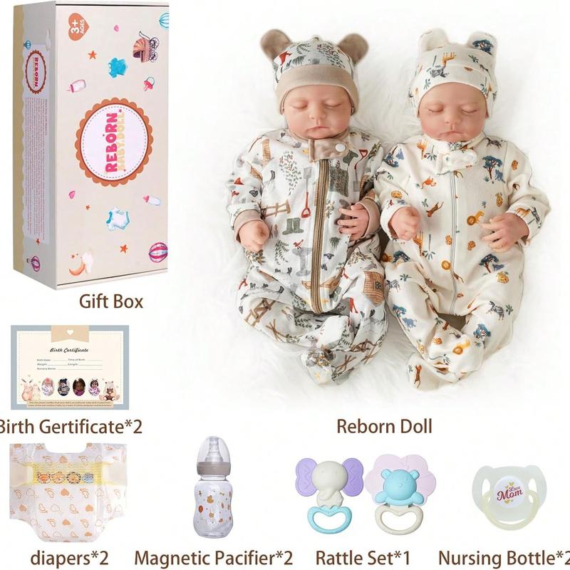 BABESIDE Lifelike Reborn Baby Dolls Twins, 17 /20 inch Soft Vinyl Limb Cloth body Dolls Realistic Newborn Real Life Baby Boy Girl Dolls with Clothes and Pacifier Toy Gift for Kids Age 3+