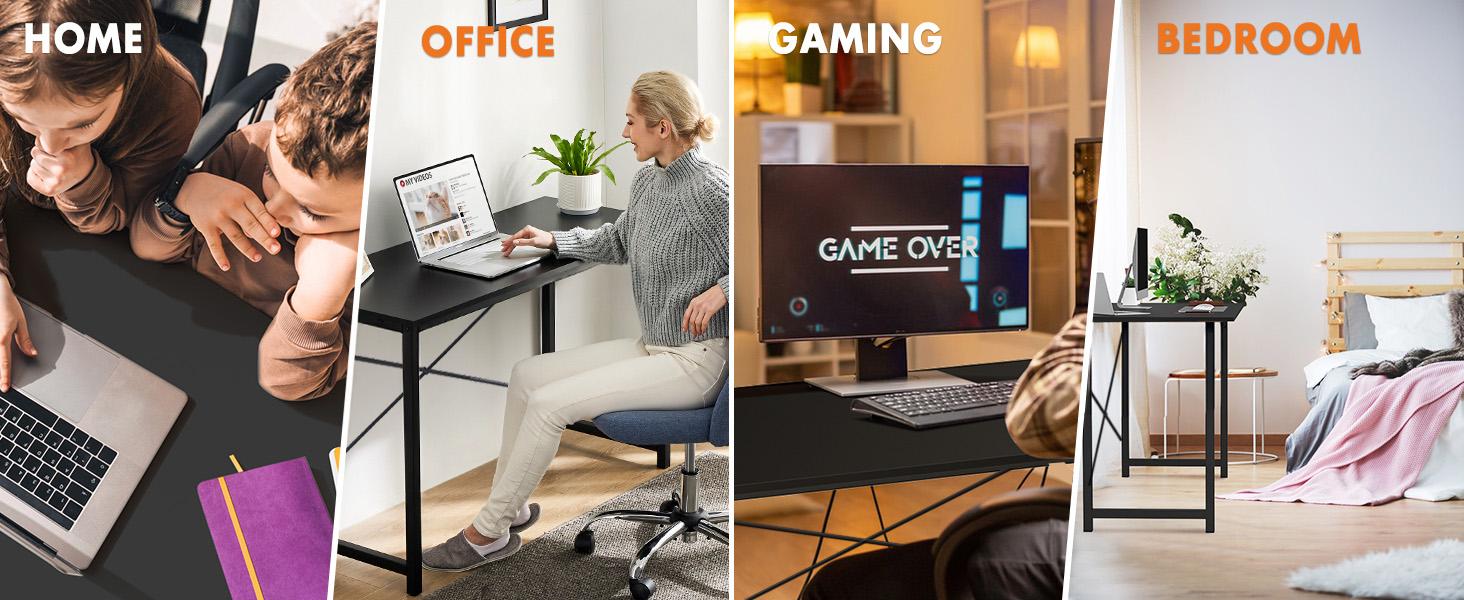 Furnest Indoor Furniture Table & Desks Computer Desk-Home Office Desk Writing Desks Work Table Study Table Modern Simple Style Student Desk with Storage Bag & Hook Wooden Desk for Home Bedroom