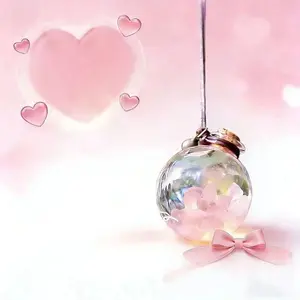 Blushing Pink Live Marimo Micro-Landscape Pendant - Self-Sustaining Closed Ecosystem, Cute Aquarium Plant Decor & Portable Pet Habitat for Everyday Zen (Includes LIVELY Moss Ball Pet)