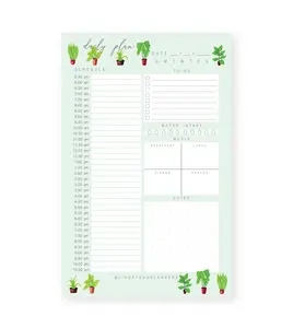 Hourly Daily Planner Notepad House Plants with To Do List, Meal Tracker, Water Tracker, Notes Section with 50 tear-off sheets