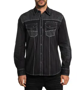 Affliction Men's Button Down Long Sleeve Shirt Cobra