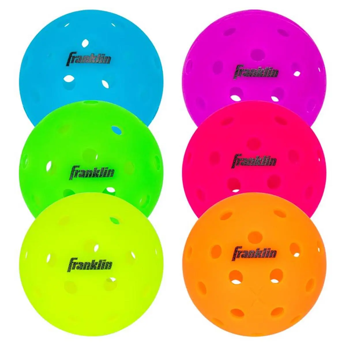 Franklin Pickleballs, 2.9-Inch Durable Lightweight Multi-Color Plastic Balls, Consistent Bounce for Practice & Competition, Racquet Sports Accessories, Pickleball