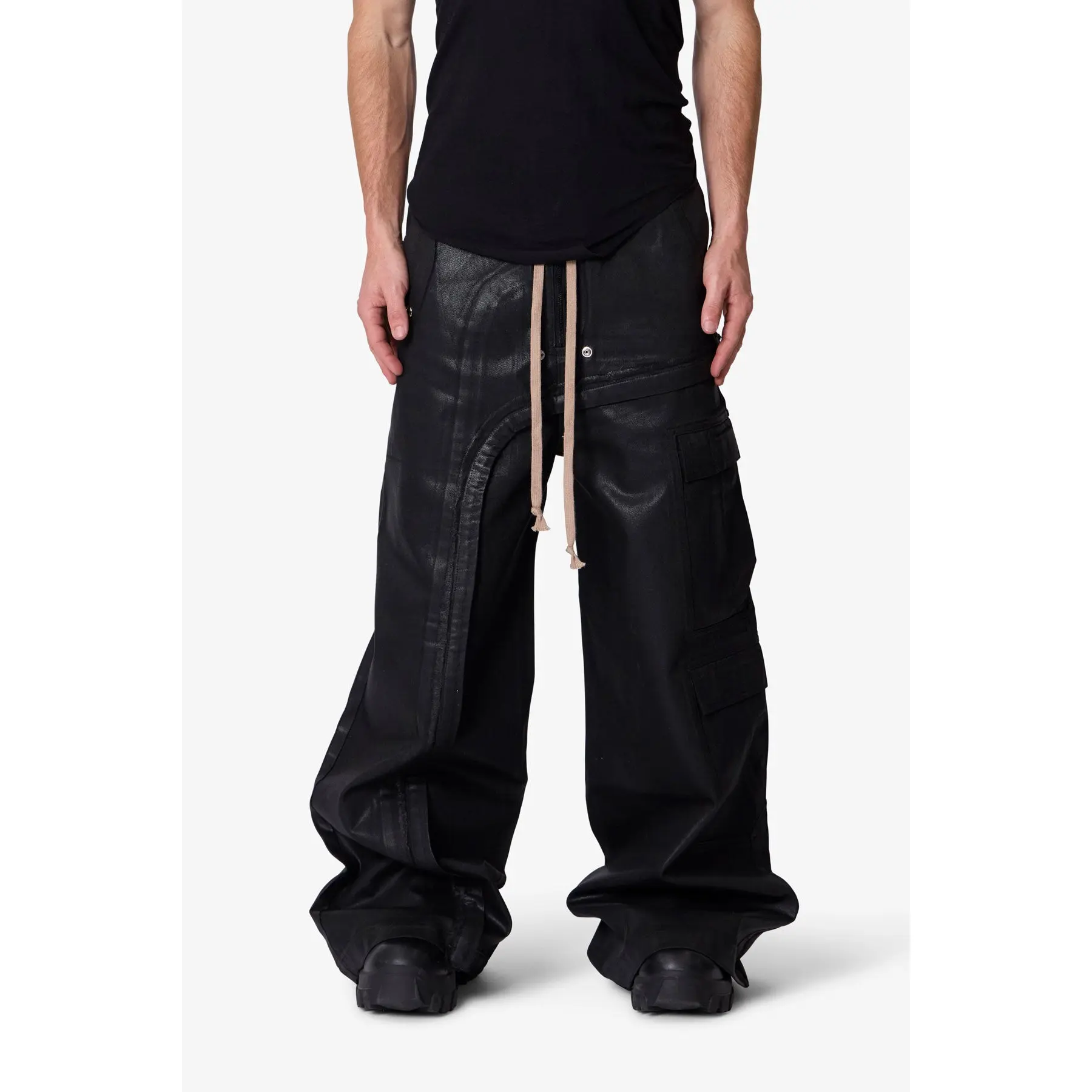 mnml Waxed Rave Seam Cargo Pants - Black mnml Waxed Rave Seam Cargo Pants - Black