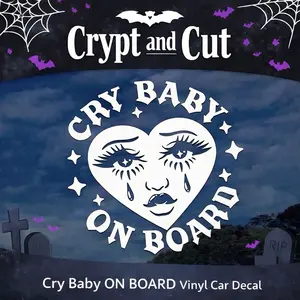 Cry Baby on Board Vinyl Decal – Cute Gothic Car Window Sticker