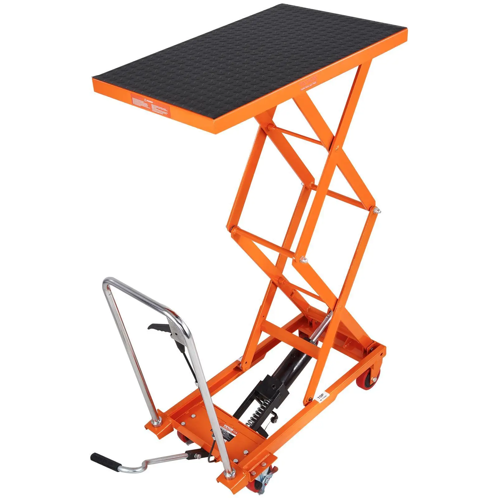 【SummerFinds】VEVOR Hydraulic Lift Table Cart 330lbs Capacity 50" Lifting Height Manual Double Scissor Lift Table with 4 Wheels and Non-Slip Pad