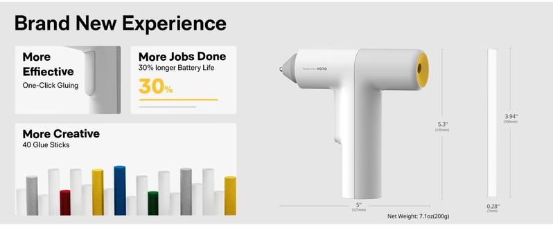 HOTO Electric Hot Glue Gun - 30s Preheat, Wireless/Wired Dual Mode, Anti-Drip for Home & Craft Projects Cordless