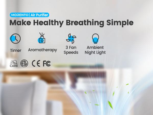 MORENTO MR2566 Air Purifier for Bedroom, Home, Smoke & Pet Dander Odors, Sleep Mode, Portable HEPA, Blue Ambient Light, Sleeping Mode#TikTokShopBlackFriday MORENTO MR2566 Air Purifier for Bedroom, Home, Smoke & Pet Dander Odors, Sleep Mode, Portable HEPA, Blue Ambient Light, Sleeping Mode#TikTokShopBlackFriday