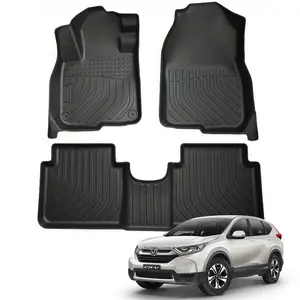 Canvcle All Weather Floor Mats for Honda CR-V 2017-2020 CRV Accessories Front Rear 2 Row Rubber Mats High Edge Car Interior Kit Non-Slip TPE Material Odorless Easy Clean Custom Fit 3D Laser Scanning
