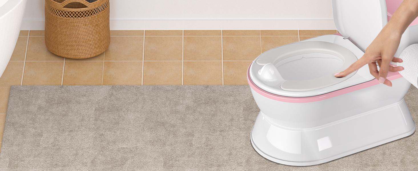 BabyBond 2-in-1 Realistic Flushing Potty Trainer, Pink Potty Chair with Detachable Seat, Flush Sounds, Wipes Storage & Toilet Paper Holder, Potty Trainning Seat for Toddler and Infant