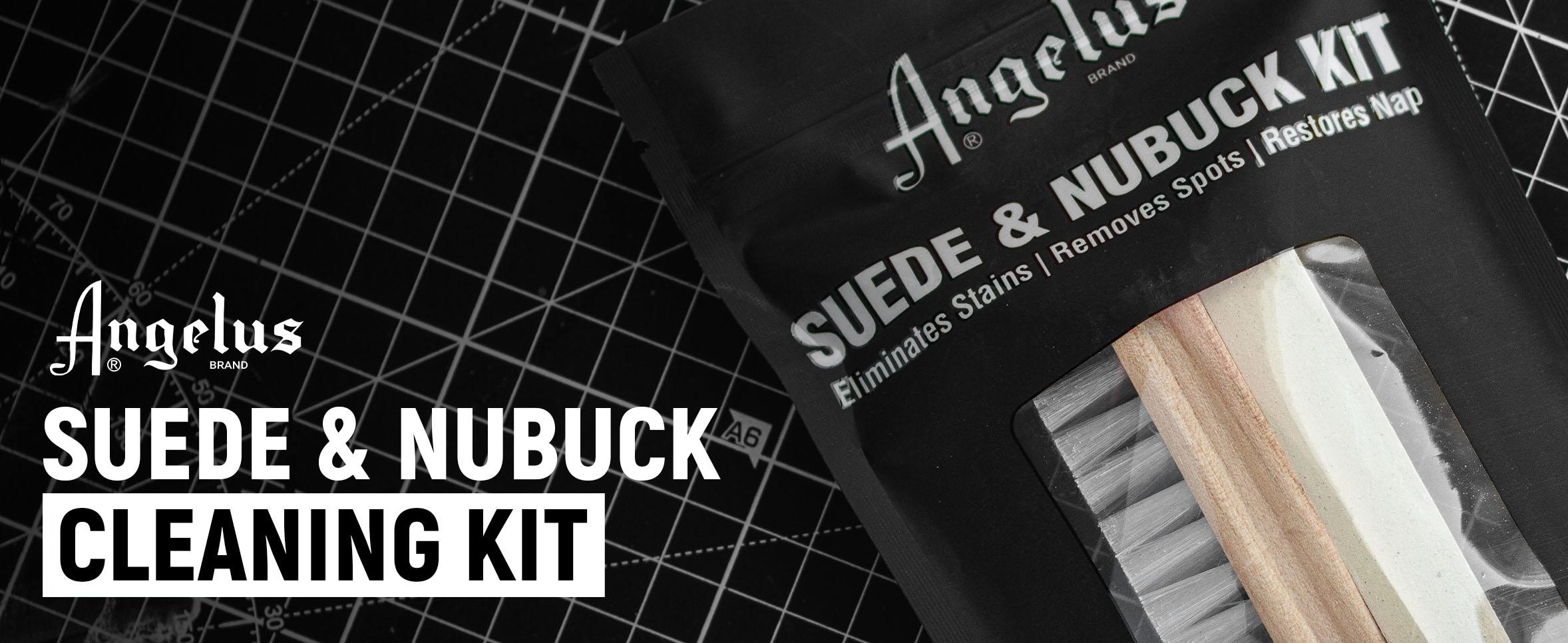 Angelus Suede & Nubuck Cleaner Kit - 1 Cleaning Eraser Block and 1 Nylon Bristle Brush - Eliminates Stains, Removes Spots, Restores Nap - UGG Cleaner for Leather Suede Shoe, Handbags, Jackets, Boots, Furniture, Cleaner For Uggs