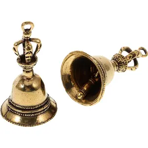 Brass Lucky Beads Hand Bell - 2Pcs Buddhist Meditation Prayer Bells for Self Healing - Retro Keychain Pendants for Decoration