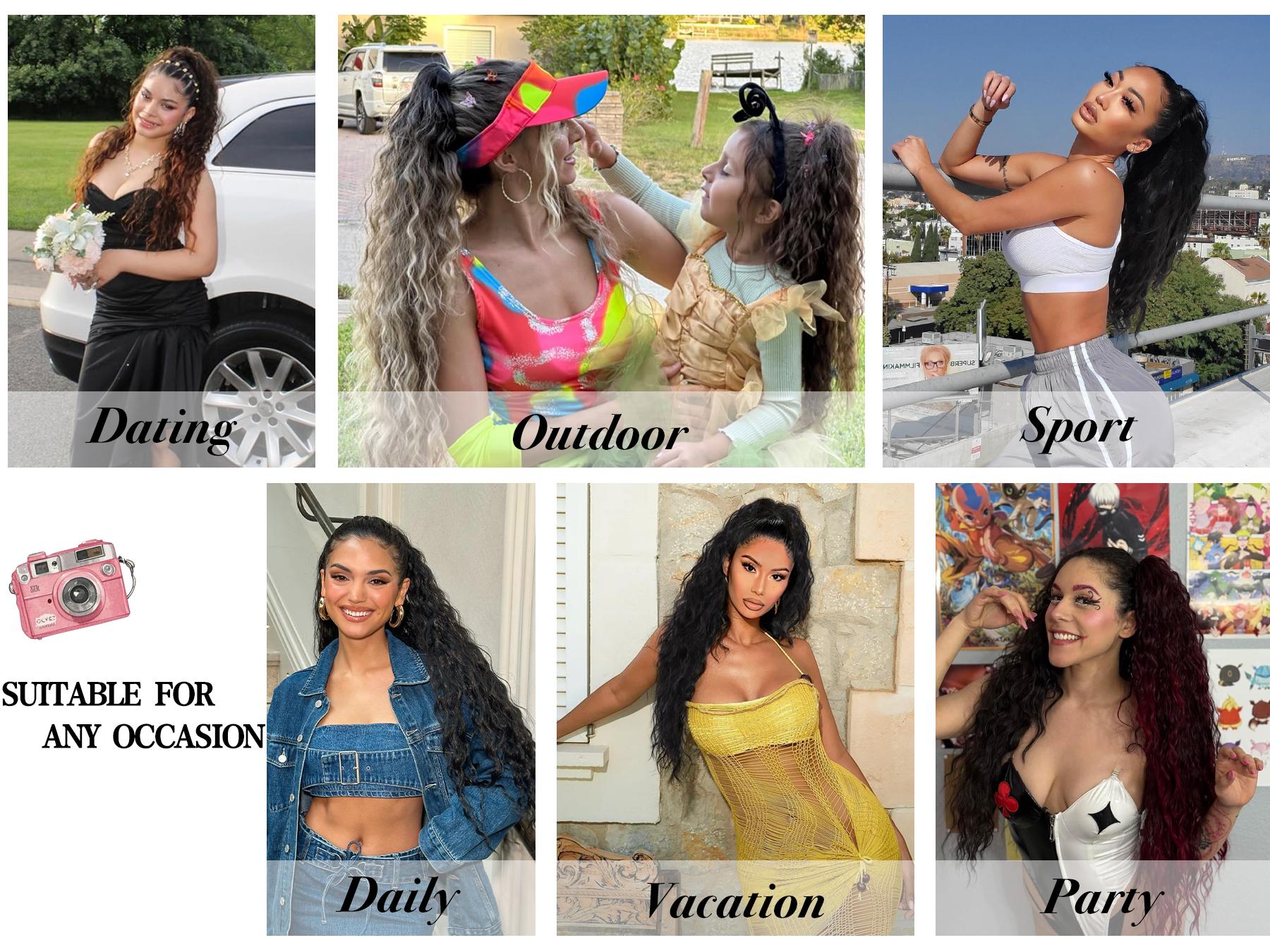 ORSUNCER Hair Extension Claw Ponytail Long Wavy Ponytail Extension Black Brown 30 Inch Curly Clip Ponytail in Hair Extensions For Women Fluffy Natural Looking Synthetic Hairpiece for Daily Use Easy To Go