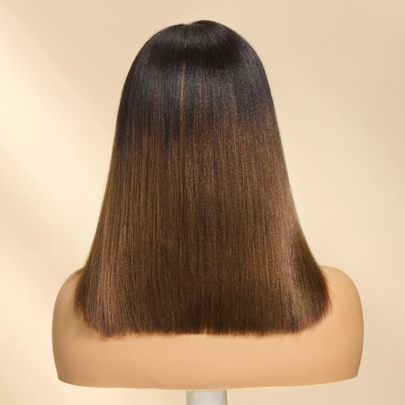 UNice Glueless Yaki Straight Short Bob Wig with Drawstring Pre-cut 7x5 HD Lace Human Hair Wigs with Bleached Knots Beginner Friendly Natural Hairline #TikTokShopStockUp #greenish