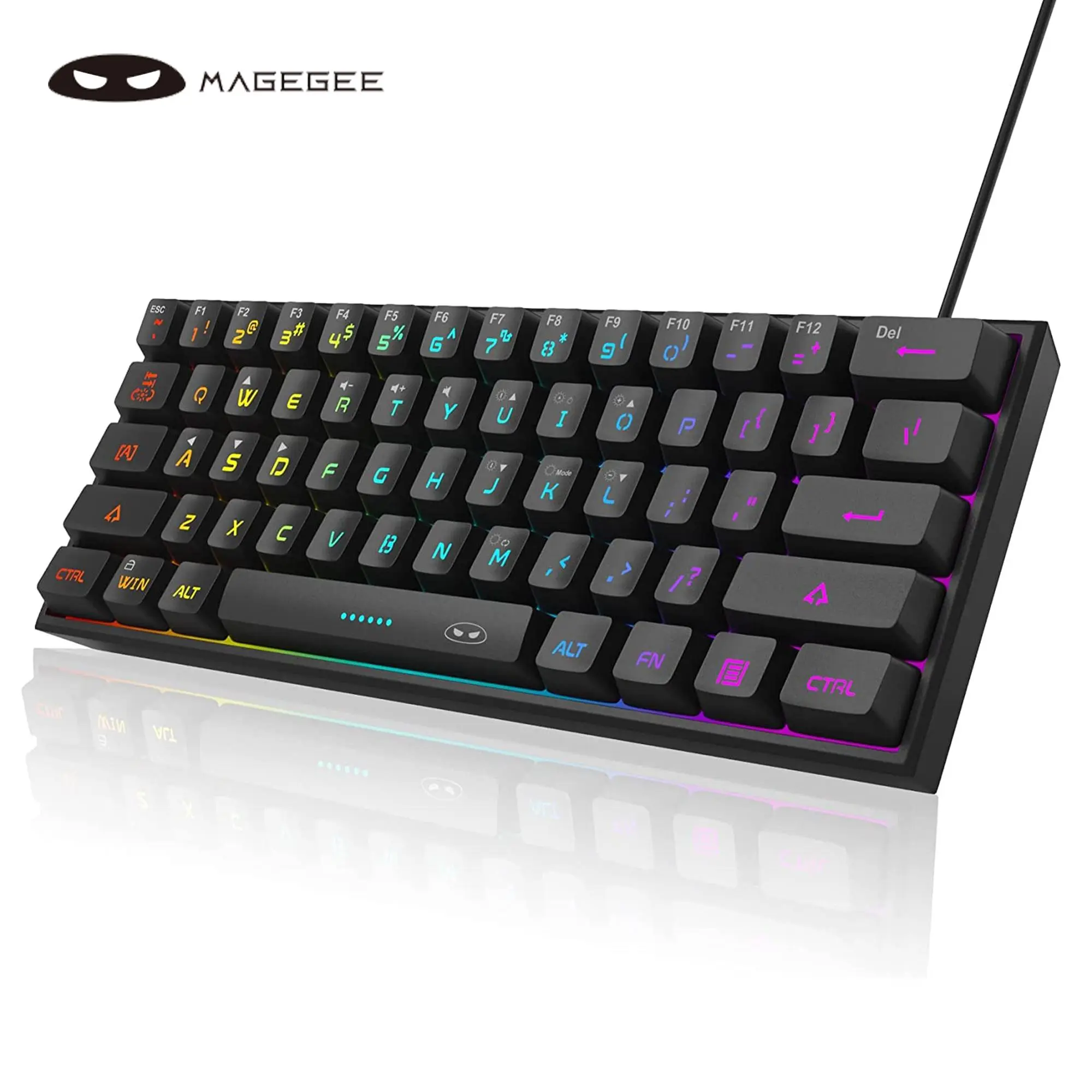 MageGee TS91 60 Percent Gaming Keyboard - 61-Key Ultra-Compact RGB Backlight Membrane PC Accessory, Ergonomic IPX4 Water Resistant for Home, Gamers (Black, Compatible with PC, MAC, PS4, Xbox 1),back to school,back to school haul