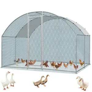 Large Metal Chicken Coop, Spacious Chickens Poultry Cage with Waterproof & Anti-UV Cover, Walk-in Chicken Pen Outdoor, 6.5/10/13 x 10 ft