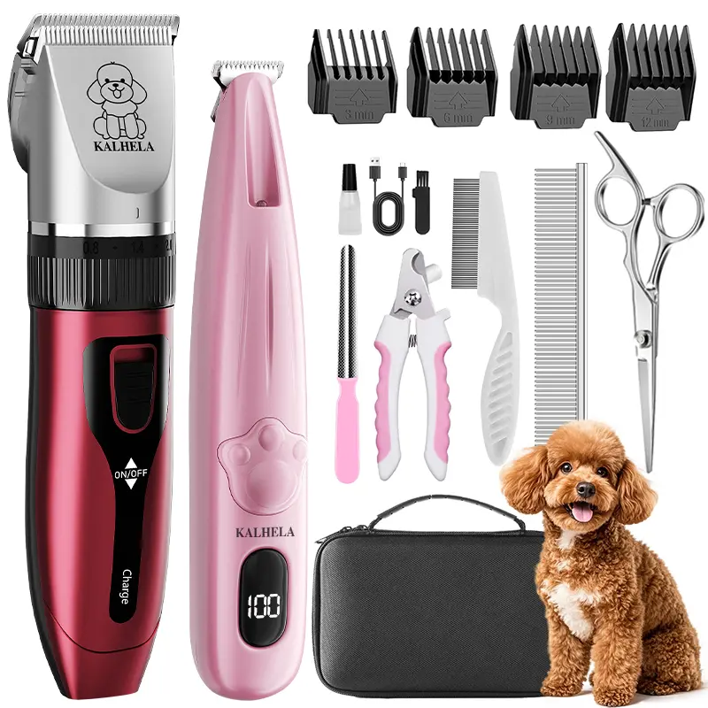 KALHELA 2-in-1 Pet Grooming Kit (includes a pet hair clipper and pet nail clippers), designed specifically for pet grooming and suitable for all types of large and small cats and dogs