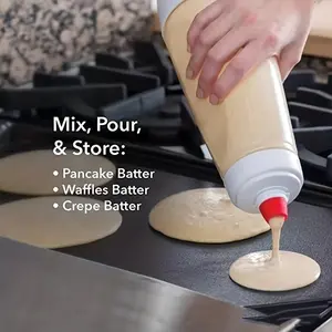 Handheld Batter Dispenser Pancake Batter Dispenser Bottle with Mixing Ball 4.5 Cup Easy Pour Mixer for Pancakes Waffles Cupcakes & Baking Dishwasher Safe High Quality Materials
