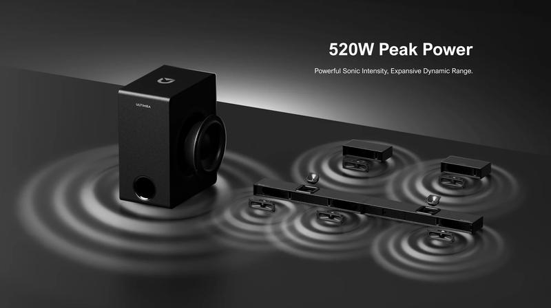ULTIMEA Nova S80 5.1.2ch 360° Dolby Atmos Home Theater: Soundbar & Subwoofer with BassMX, 3D Surround Sound for Home, Parties & Gaming. Supports 4K HDR, HDMI eARC, Bluetooth & Smartphone Connectivity.