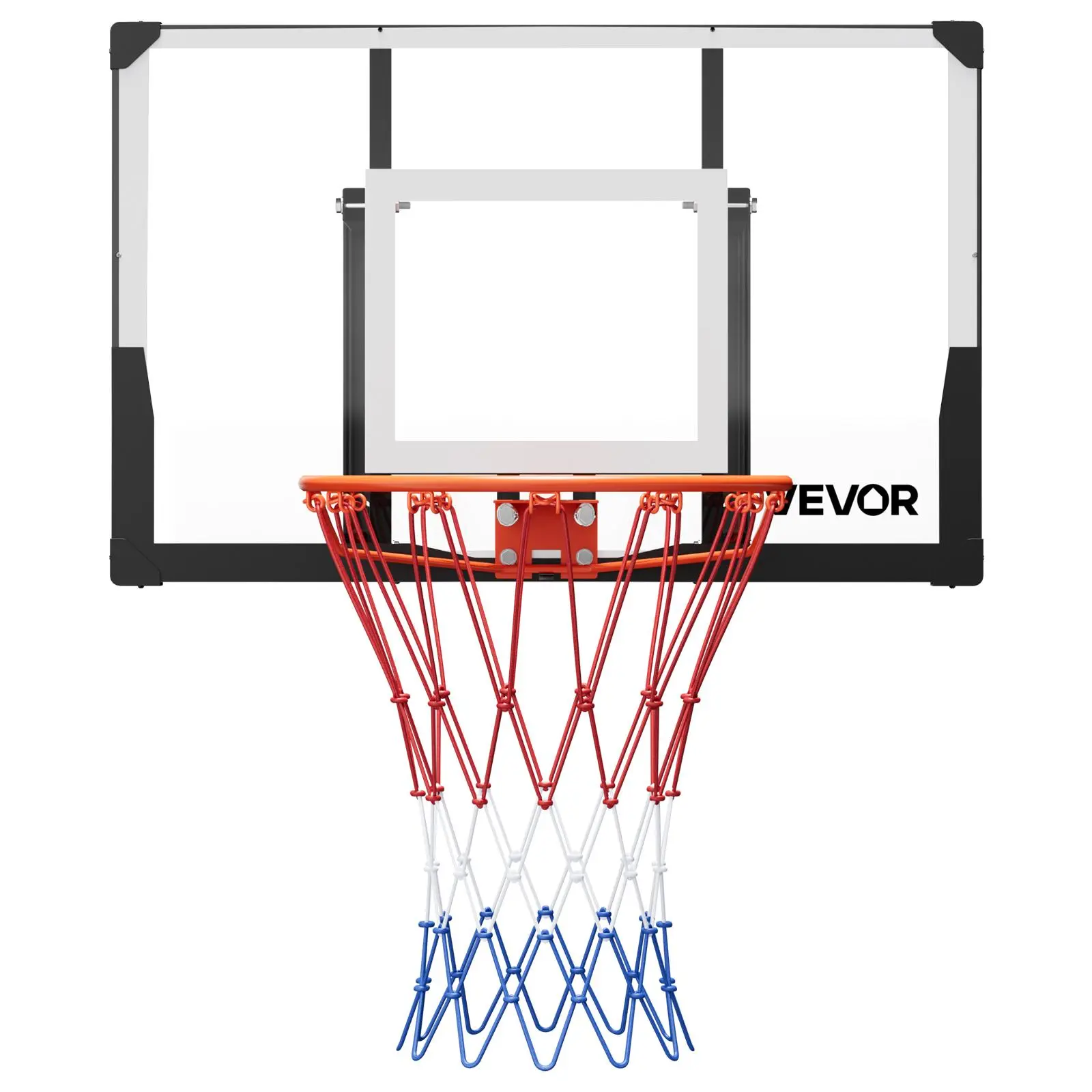 VEVOR Wall-Mount Basketball Hoop - 44" Board Workout Equipment, 0.08-in Reinforced Steel Frame Polycarbonate Backboards, 0.08" PC Rebound, Woven Nylon Net, Quick Bolt Setup, Adjustable Family Garage Home Gym Gear, Indoor/Outdoor