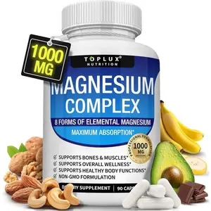 Magnesium Complex 1000mg Supplement – 8 Forms Including Glycinate, Citrate, Malate & Taurate for Muscle, Bone, Energy & Recovery Support, Vegan Non-GMO, 90 Capsules