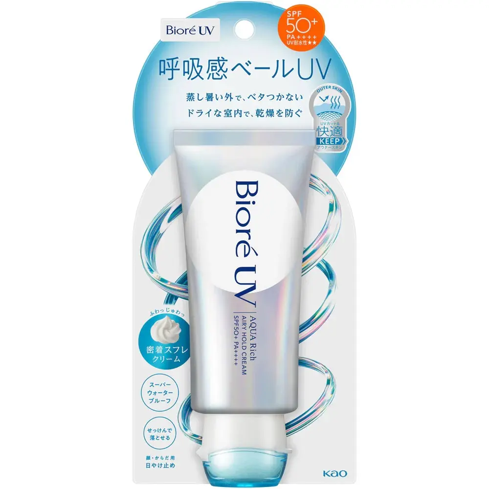 Biore UV Aqua Rich Airy Hold Cream – Whipped Cream Sunscreen Lightweight UV Protection & Smooth Finish