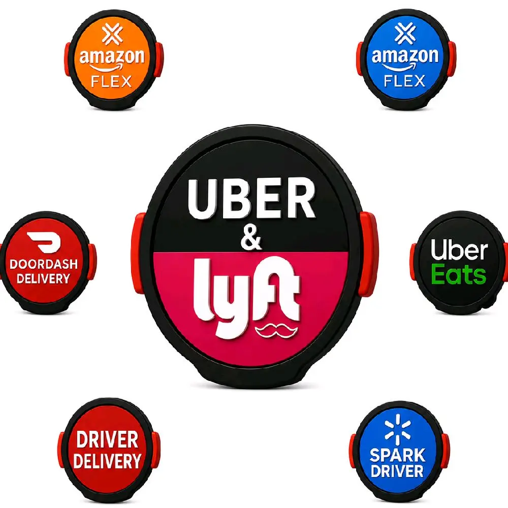 Letrero LED para conductor de RideShare para entrega – interruptor de encendido/apagado manual, luz de ventana de automóvil energéticamente eficiente, brillante y personalizable