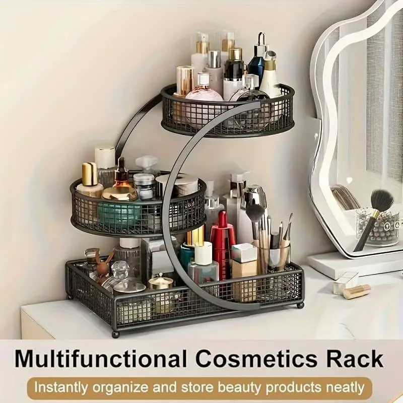 2-Tier/3-Tier Metal Makeup Organizer, Countertop Beauty Supplies Shelf, Vanity Cosmetics Storage, Multi-Purpose Home Organizer Gift