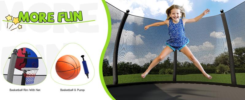 AMERLIFE Outdoor Trampoline with Enclosure Net and Ladder, Recreational Trampolines for Kids and Adults, Quick Connect Frame, ASTM Approval-16FT Ships in 2 Boxes/Best Gift Ideas/Christmas Gifts