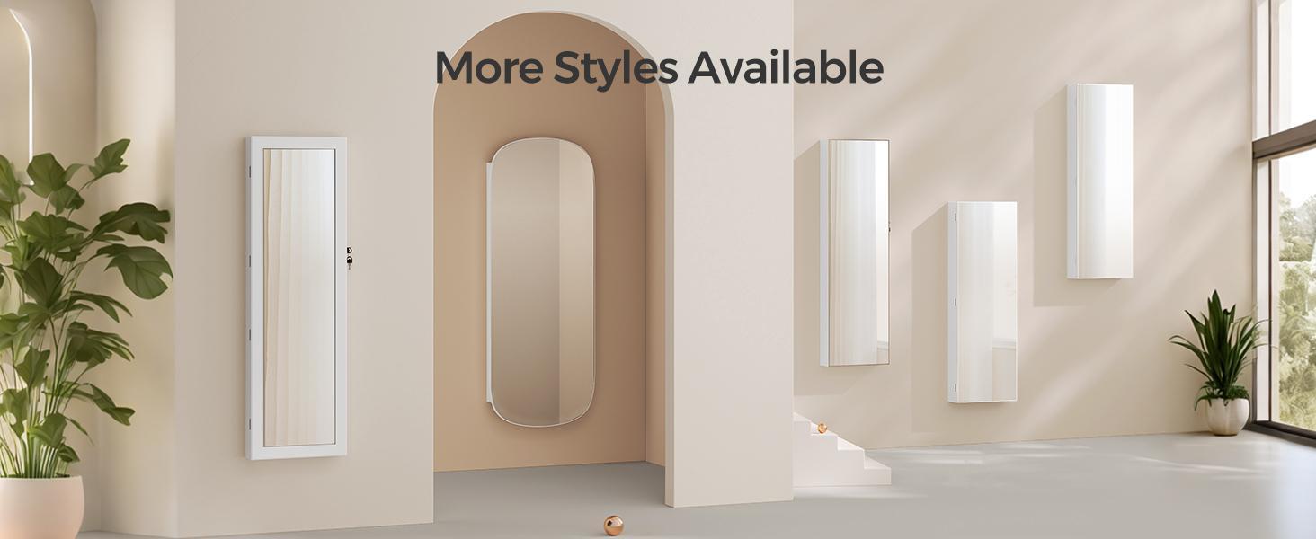 【Springtok】SONGMICS Jewelry Organizer, LED Jewelry Cabinet Wall or Door Mounted, Lockable Rounded Wide Mirror with Storage, Interior Mirror 【Springtok】SONGMICS Jewelry Organizer, LED Jewelry Cabinet Wall or Door Mounted, Lockable Rounded Wide Mirror with Storage, Interior Mirror