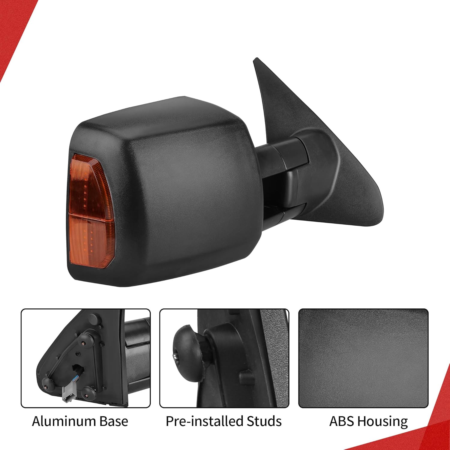 YITAMOTOR Towing Mirror Car Accessories for Toyota Tundra Models 2007-2017, Power-Adjusted Heated Turn Signal Light, Manual Telescoping & Folding Design