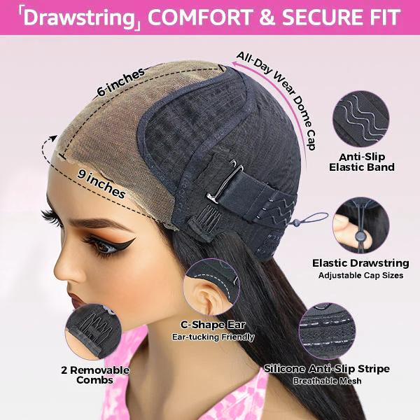 【NEW】FORGIRL FOREVER Layered Cut Yaki Straight Wear Go Glueless Wig 9x6 T Part Pre-Cut Lace Bob Wig With Drawstring