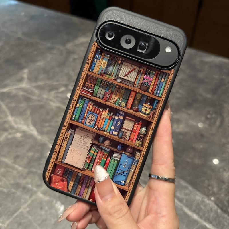 Compatible with iPhone 16 Pro Max /15/14/13/12/S25 Ultra/S24/S23/S22/Google Pixel 6/7/8/9 Phone Case  Bookshelf Pattern  phone case HN-SJ01