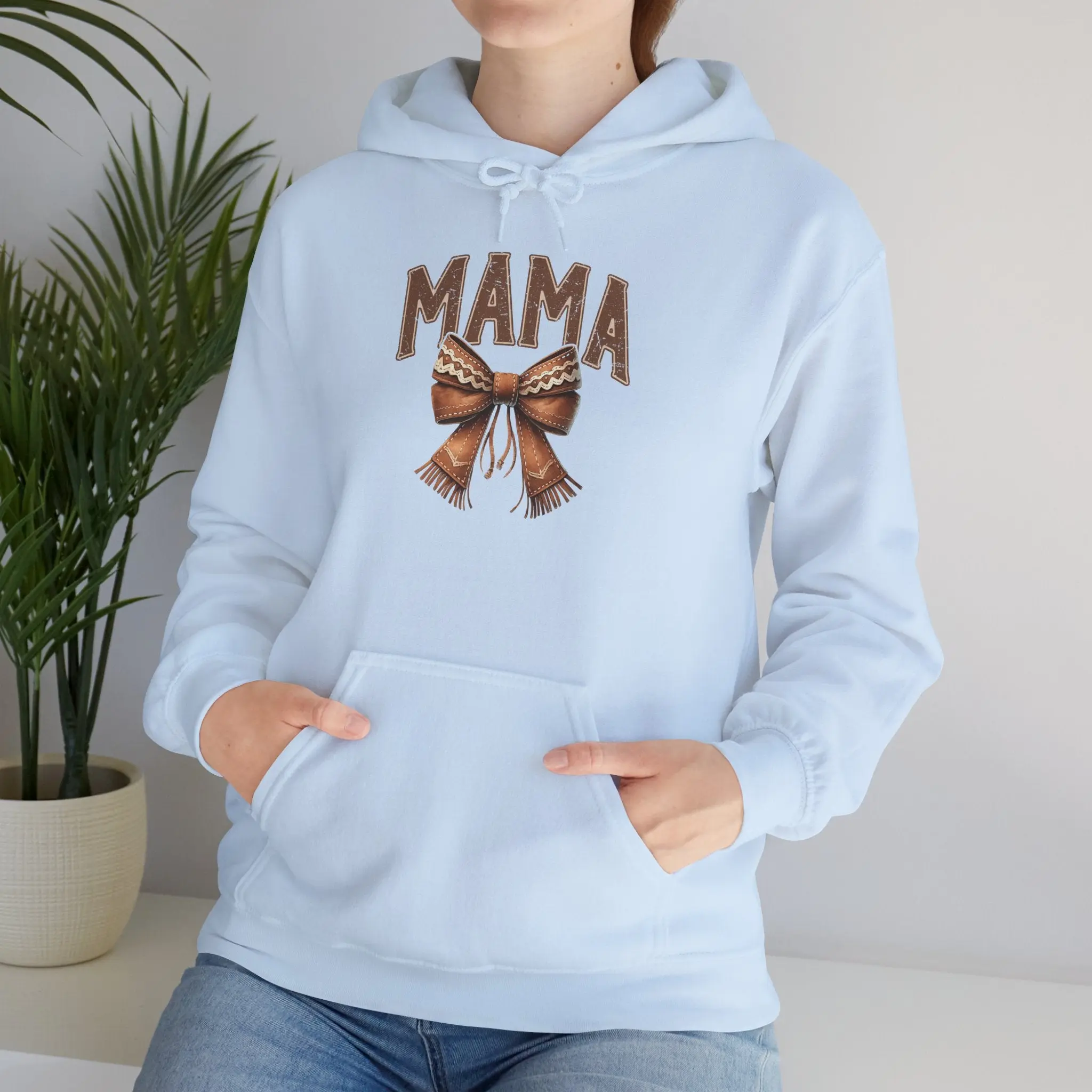 Mama Leopard Bow Hoodie – Trendy Mom Pullover for Mother’s Day & Everyday