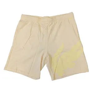 Men's Lacoste Yellow Oversized Crocod Print Organic Cotton Fleece Shorts