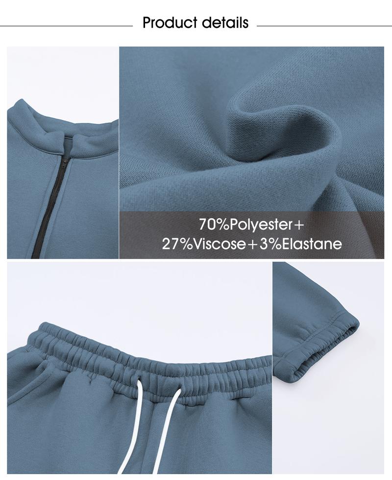 Aleumdr Women 2 Piece Outfits Sweatsuit Oversized Half Zip Pullover Long Sleeve Sweatshirt Jogger Pants Set with Pockets Casual Basic