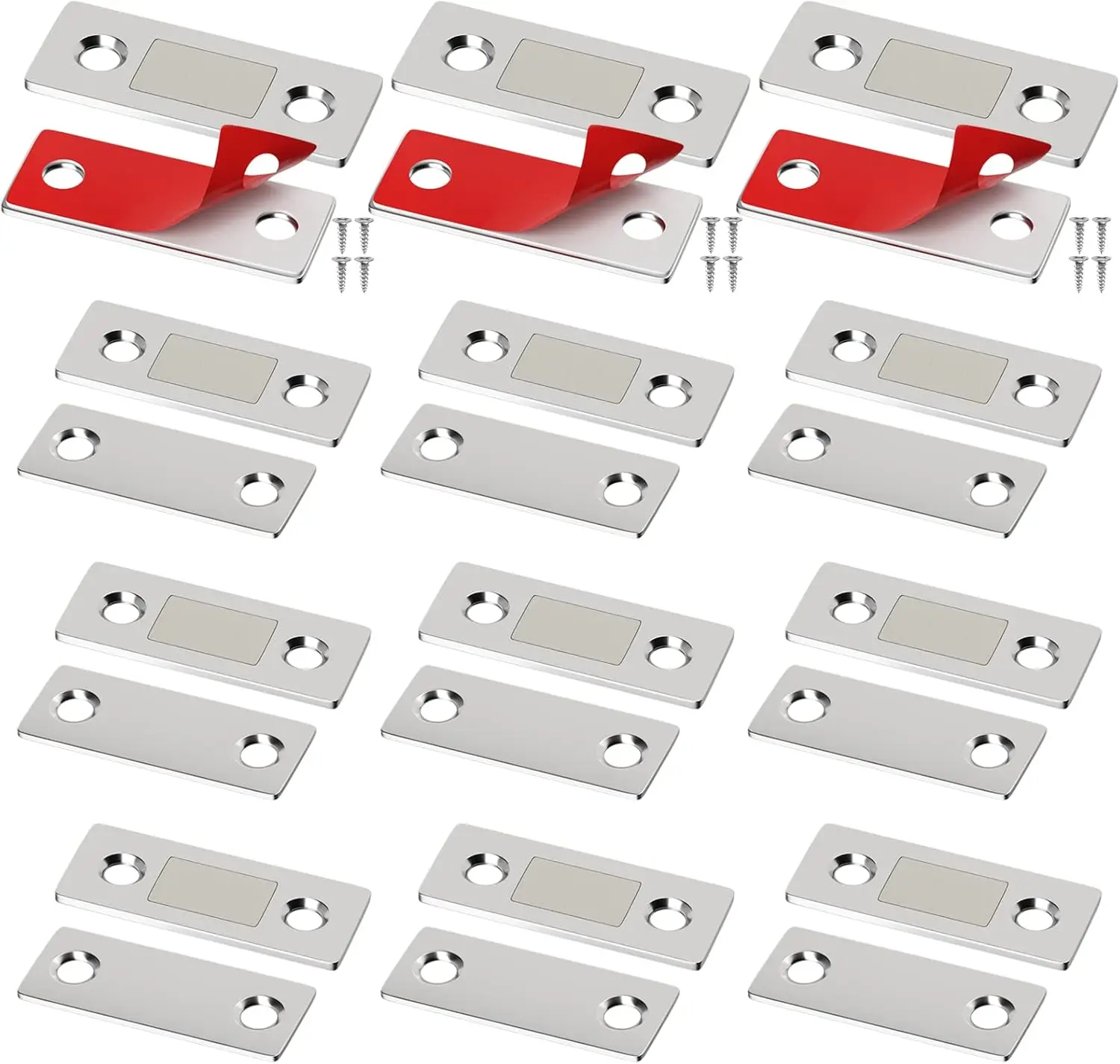 Dazone Steel Hardware Cabinet Magnetic Catch, 1-20Pcs 4mm Thick 18 lbs Catch with Screws & Adhesive for Cabinet Doors, Bathroom Closets, Kitchen Drawers, Double Side Adhesive, Indoor And Outdoor