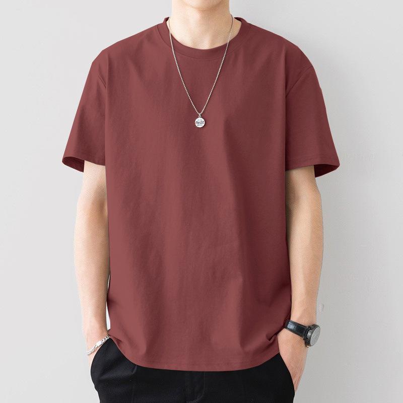 Men's Classic Plain Short-Sleeve Crew Neck Tee, Casual Loose Fit Medium Length Top for Casual Daily Wear, Essential Menswear Basic