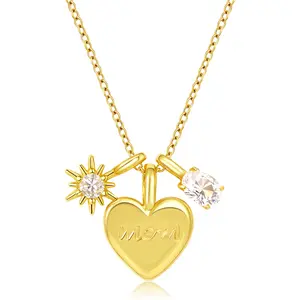 Mom Heart Charm Necklace for Women, Trendy Chunky Toggle Chain with Heart Pendant, Mother's Day Birthday Gift for Mom