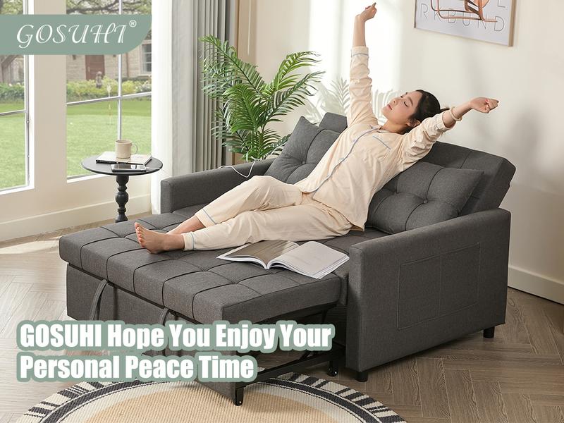 GOSUHI 52" Sleeper Sofa with Pull-Out Bed, couch,3-in-1 Convertible Sofa Bed, Loveseat with Stepless Adjustable Backrest and Side Pocket, for Living Room Dorm Apartment,Day bed,,sofas para sala GOSUHI 52" Sleeper Sofa with Pull-Out Bed, couch,3-in-1 Convertible Sofa Bed, Loveseat with Stepless Adjustable Backrest and Side Pocket, for Living Room Dorm Apartment,Day bed,,sofas para sala