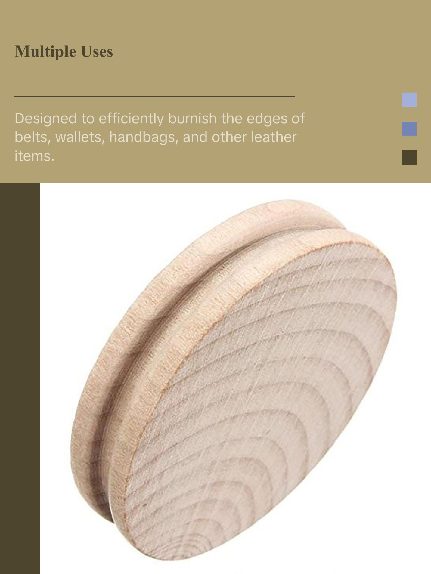 3 Piece Leather Craft Edge Slicker - Wooden Edge Burnisher Set - Round, Flat, Cake Shape