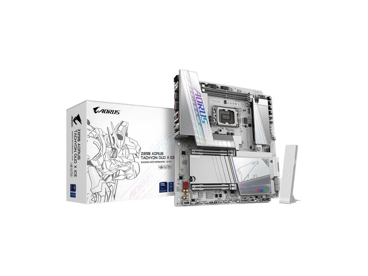 GIGABYTE Z890 AORUS TACHYON DUO X ICE Intel LGA 1851 EATX Motherboard, Support Core Ultra (Series 2), DDR5, 18+1+2 Power Phase, 4x M.2, PCIe 5.0, Thunderbolt 4, WiFi7, 5GbE, EZ-Latch, D5 Bionic Corsa