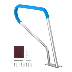 VEVOR Pool Handrail,  , 39 x 32 inch Pool Railing, Stainless Steel with Base Plate for Indoor/Outdoor Pools,Swimming Pool Safety Railing for Decks,Rust-Proof Grab Bar w/ Grip Cover&Accessories for Spas
