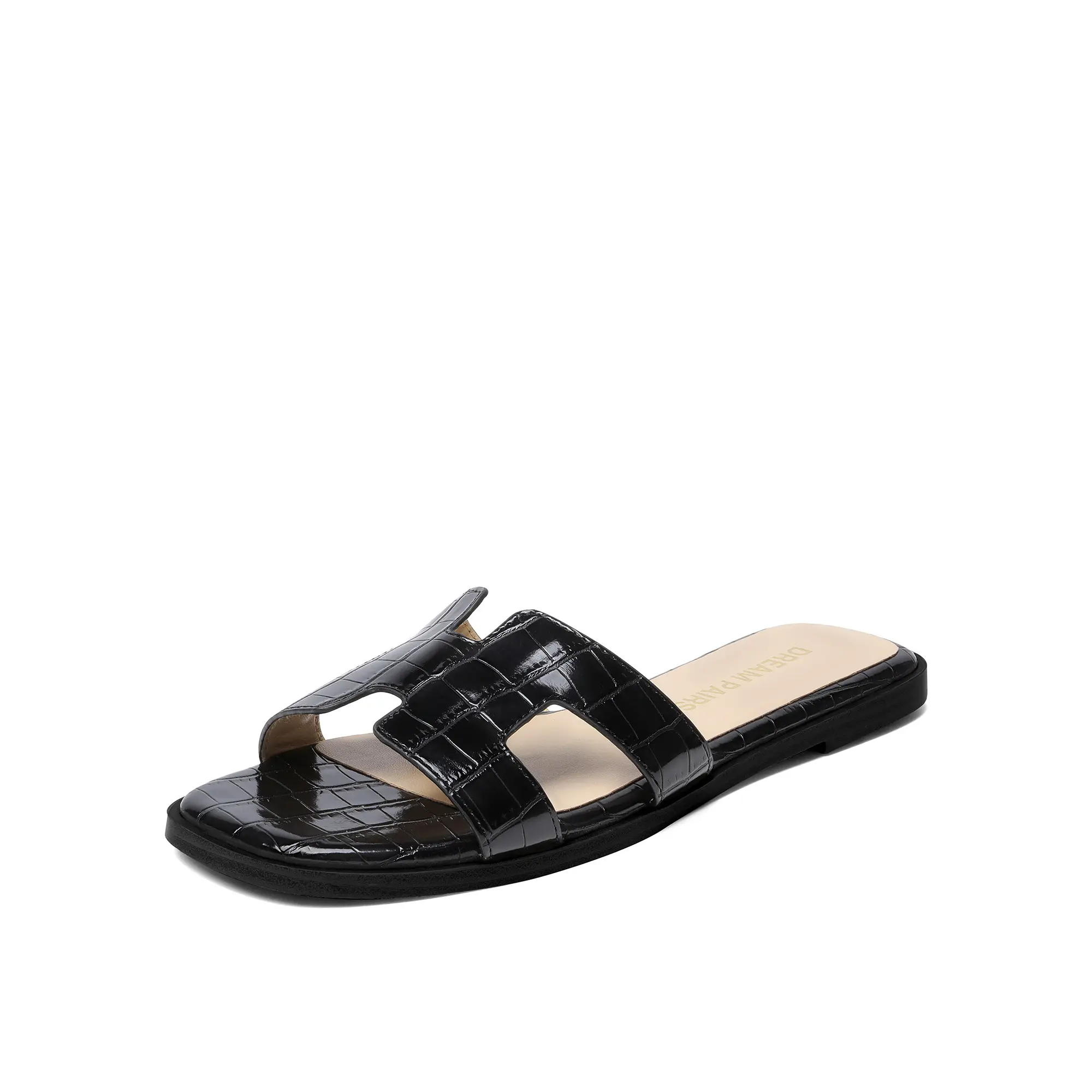 Dream Pairs Women's Classic Cutout Slide Sandals, Comfortable Slip-On Open Toe Fashionable Footwear for Casual Summer Wear, Sandals Women, Cutout Strap Style, Casual Wear, Faux Sheepskin, Cut Out, Beach-Ready Style For Resort Days, Light Sole, Flexible, R