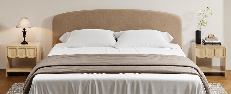 Giratree Small Night Stand, Mid Century Modern Farmhouse Wood Nightstand with Wave Panel Drawer, Bed Side End Table for Small Space, Living Room