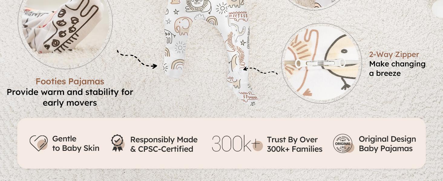 Yoofoss Baby Pajamas 100% Organic Cotton Baby Sleepers for Newborn 0-3 3-6 6-9 Months Boys Girl Clothes 3pcs Footed PJs